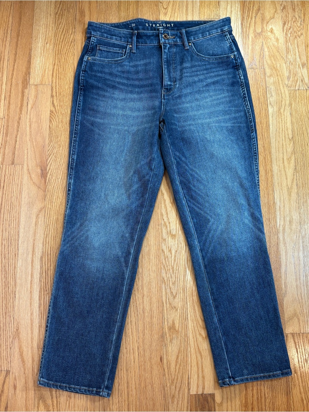 WHBM The Straight Crop Jeans - High Rise Classic  Size 10 Med Wash Denim Capsule